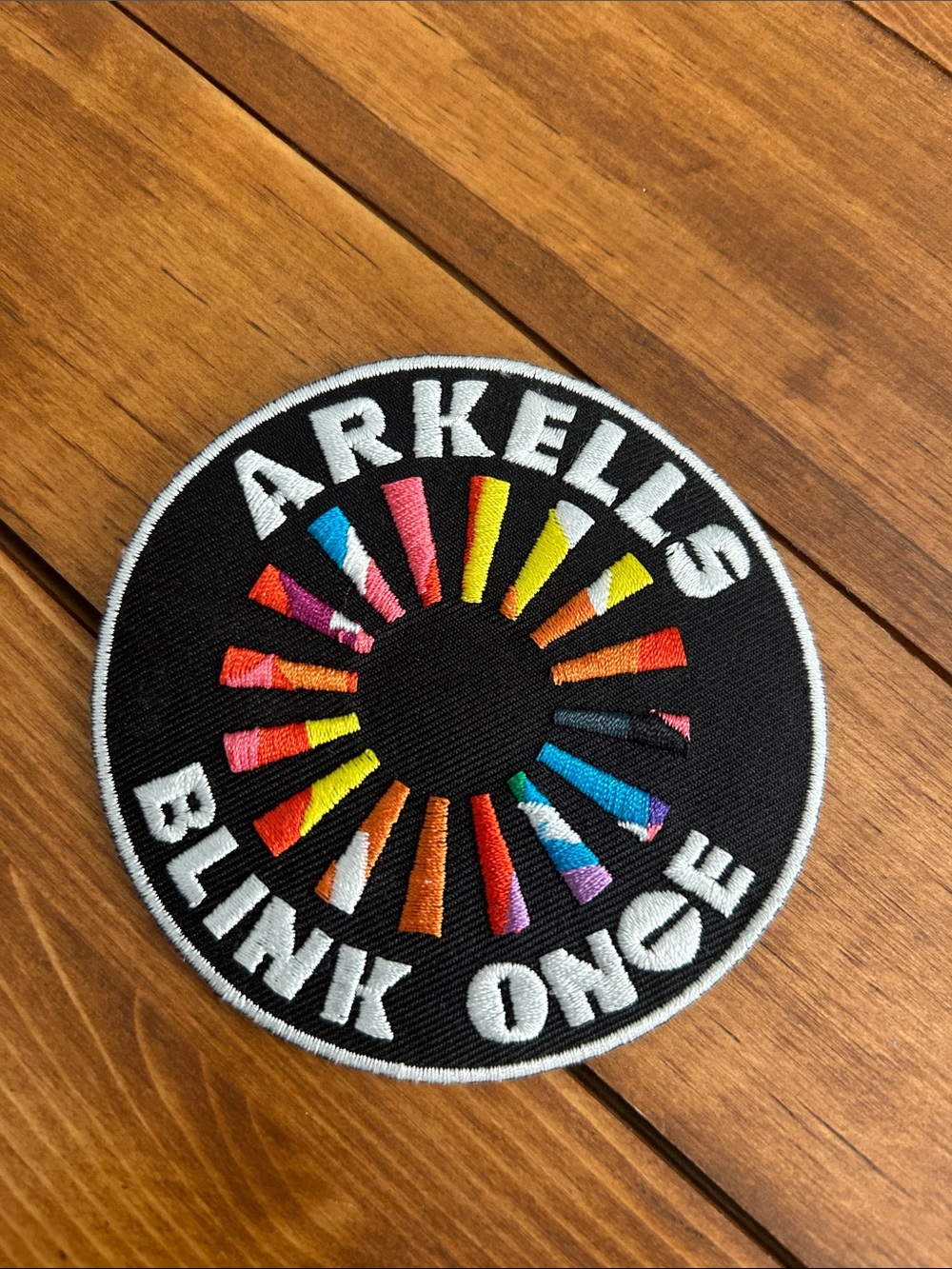 "Blink Once" Black & Multicolor Embroidered Patch